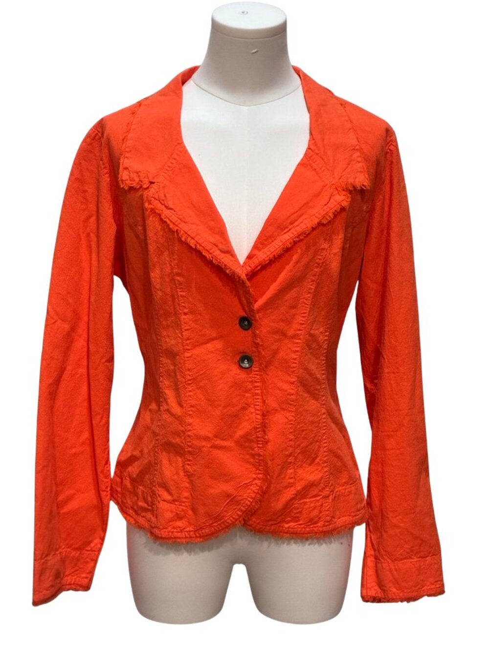 Gretty Zueger Raw Edge Cotton Blend Blazer Boho Coastal Lightweight Jacket M